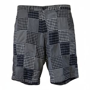 Vintage 90s Nautica Mens 33 Patchwork Shorts Navy White Cotton 10” Inseam Preppy